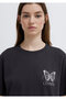 Butterfly Printed Anthracite T-Shirt Regular Fit / Normal Cut 1613871-70087 - 6