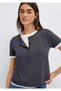 Wool Blend Double Layer Anthracite T-Shirt Slim Fit / Narrow Cut 1614114-80932 - 2