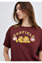 Garfield Printed Burgundy T-Shirt Loose Fit / Comfortable Loose Cut 1614339-70396 - 2