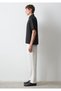 Black Black Linen Polo Collar T-Shirt Loose Fit / Comfortable Cut 0211964-900 - 5