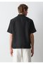 Black Black Linen Polo Collar T-Shirt Loose Fit / Comfortable Cut 0211964-900 - 4