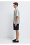 Short Sleeve Striped Ecru Shirt Loose Fit / Relaxed Fit 0211951-91539 - 5