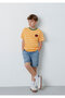 Patch Detailed Striped Orange T-Shirt Loose Fit / Comfortable Fit 6610467-89144