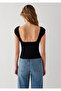 Back Detailed Boat Neck Black T-Shirt Fitted / Bodycon Cut 1614383-900 - 5