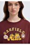 Garfield Printed Burgundy T-Shirt Loose Fit / Comfortable Loose Cut 1614339-70396 - 6