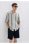 Short Sleeve Striped Ecru Shirt Loose Fit / Relaxed Fit 0211951-91539
