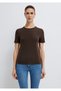 Crew Neck Brown Basic T-Shirt Slim Fit 1614181-90707 - 3