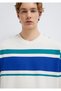 Block Striped Ecru T-Shirt Oversize / Wide Cut 0613331-70057 - 6