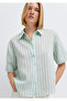 Striped Green Crop Shirt Loose Fit / Relaxed Fit 1211459-91506 - 3