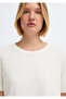Slit Detailed Ecru T-Shirt Loose Fit / Comfortable Loose Cut 1614174-80194 - 6