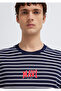 Logo Printed Striped Navy Blue T-Shirt Loose Fit / Comfortable Loose Cut 0613600-84371 - 7