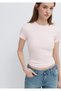 Pink Basic Crop T-Shirt Fitted / Bodycon Cut 1614180-89200 - 2