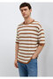 Linen Blended Striped Beige Knitwear 0710415-70227 - 3