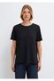 Black T-Shirt with Slit Detail Loose Fit / Comfortable Loose Cut 1614174-900 - 3