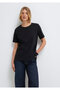 Black T-Shirt with Slit Detail Loose Fit / Comfortable Loose Cut 1614174-900