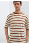 Linen Blended Striped Beige Knitwear 0710415-70227 - 2