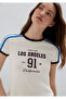 Los Angeles Printed Ecru T-Shirt Fitted / Bodycon Cut 1613914-80194 - 2