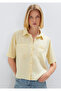 Short Sleeve Yellow Crop Shirt Loose Fit / Relaxed Fit 1211458-89145