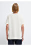 Slit Detailed Ecru T-Shirt Loose Fit / Comfortable Loose Cut 1614174-80194 - 5