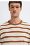 Linen Blended Striped Beige Knitwear 0710415-70227 - 7