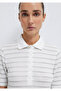 Gray Line Textured White Polo Shirt Slim Fit / Slim Fit 1613787-88146 - 7