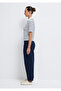 Navy Blue Stripe Textured White Polo Shirt Slim Fit / Slim Fit 1613787-86625 - 5