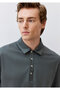 Long Sleeve Green Polo T-Shirt Loose Fit / Relaxed Fit 0612862-71598 - 5