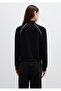 Black Sweatshirt with Piping Detail and Zipper 1S10365-900 - 5