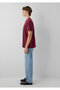 Label Detailed Burgundy Basic T-Shirt Loose Fit / Loose Casual Cut 0611824-70394 - 4