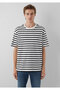 Black Black Striped Ecru T-Shirt Loose Fit / Relaxed Fit 0612860-900 - 3