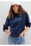 Logo Printed Hooded Navy Blue Sweatshirt 1S10420-82318 - 4