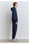 Back Printed Hooded Navy Blue Sweatshirt 0S10375-89353 - 5