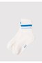 Ecru Socket Socks with Stripe Detail 1913237 -20843