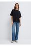 Embroidered Black Basic T-Shirt Loose Fit / Loose Relaxed Cut 1613225-900 - 2