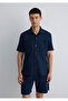 Short Sleeve Navy Blue Shirt Loose Fit / Loose Relaxed Cut 0211530-70492 - 3