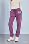 Jules Purple Comfortable Cotton Embroidered Standard Fit Women's Sweatpants