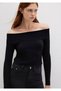 Low Shoulder Detailed Black Sweater Fitted / Fitted Cut 1710391 -900
