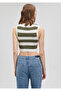 Striped Crop Knitwear Top Fitted / Body-Fitting Cut 1710098-87120 - 4