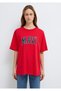 Logo Printed Red T-Shirt Oversize / Wide Cut 1600843-82054 - 3