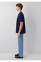 Pocket Detailed Navy Blue Basic T-Shirt Loose Fit / Comfortable Cut 066248-70490 - 4