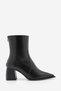 Women's Pointed Toe Cowboy Back Zipper Heeled Boots Erves Black - 3