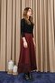 Women's Skirt with Ruffled Hem and Openings - 18267Etk Burgundy - 2