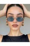 Valeno Turquoise Glass Bone Leopard Printed Strappy Premium Rectangular Unisex Sunglasses