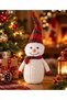 White Snowman with Plaid Pattern Hat Plush Decoration Figure Christmas Ornament - 6