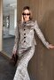 Textured Cheetah Pattern Jacket with Waistband - 8815 - 2
