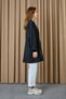 Women's Asymmetrical Tunic with Zipper and Leather Detail - 10728Tun Black - 4