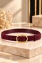 Mira Genuine Suede Leather Burgundy Gold Buckle Women's Belt - 4