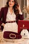 Mira Genuine Suede Leather Burgundy Gold Buckle Women's Belt