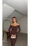 Boat Neck Long Length Long Sleeve Bodycon Special Occasion Stylish Women's Dress - 2