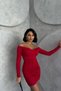 Women Red Chest Globe Lycra Mini Dress Nbdf122 - 3